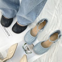 사뿐구두 메리제인슈즈 앵클 스트랩 하이힐 펌프스 블랙 아이보리 스카이블루 6cm