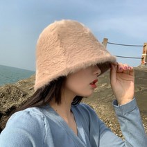 미리미터 겨울 토끼털 앙고라 버킷햇 퍼 벙거지 모자 얼굴소멸 왕대두 소두핏