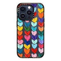 CASETiFY 임팩트 iPhone 15 Pro 케이스 [MIL 규격 준거 (4x MIL-STD-810G) 2.5m에서의 낙하 시험 클리어] - 하트 무늬 Print - Clear Polka Daub Hearts - 클리어 블랙
