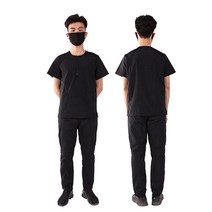 애견미용가운 빅사이즈 미용사복 애견샵 동물병원 수의사 털 안붙는 유니폼, M, 7 짧은 지퍼 블랙 미드 슬리브