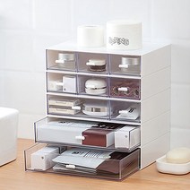 스퀘어상점 쌓아올리는 서랍함 미니서랍 수납함 책상정리 정리함 플라스틱 칸막이 멀티박스 수납, 화이트 3칸, 1개