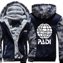 스쿠버 드라이버 Padi 후드 위장 슬리브 자켓 Hoody 지퍼 Winter Fleece Warm PADI Sweatshirt