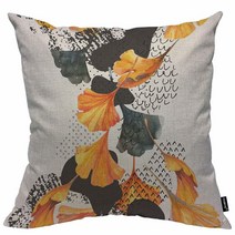 HOSNYE 은행잎 면 리넨 장식용 베개 케이스 가을 색상 꽃무늬 배경 디자인 쿠션 커버 홈 소파 장식 45.7 X 45.7cm 127406