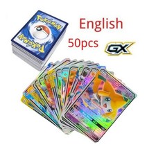 포켓몬 카드새로운 포켓몬 영어 플래시 카드 GX V VMAX EX 메가 리자몽 Mewtwo Zapdos 게임 컬렉션 카드, 06 English50pcs GX
