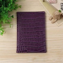 악어 무늬 가죽 여권 커버 여행 문서 홀더 케이스 신용 카드 소지자 지갑, 보라색