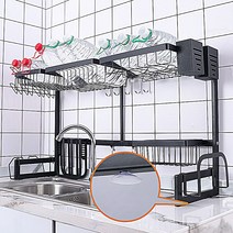 싸다구 올스텐 [] 설거지 슈와츠 싱크대 물빠짐 코리아 컵건조대 2단식기 선반 기둥식, 식기건조대 85 블랙