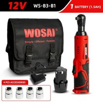 WOSAI-45NM 무선 전기 렌치 12V 3/8 래칫 세트 앵글 드릴 스크루 드라이버 나사 너트 제거 자동차 수리 도구, CHINA, EU, 12V WS-B3-B1