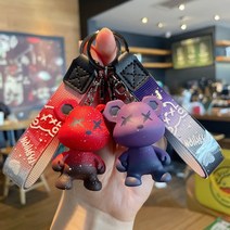 론조모니 2개 밴딩 슬래시 곰돌이 키링, 드림퍼플 1개+버밍레드 1개