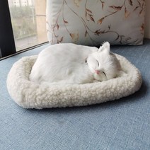 사실적인 개 고양이 숨쉬는 플러시 장난감 강아지 인형 봉제 동물 동반 애완 동물 어린이용 생일 선물, 0-10cm, Cat-White