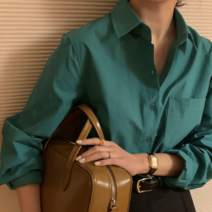 7colors 로얄 핑크 여성 봄 화이트 핑크 오버핏 롱 남방 여자 흰 셔츠 출근룩