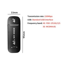 아시아/EU/US 버전 4G LTE 무선 라우터 USB 동글 150Mbps 모뎀 포켓 핫스팟 휴대용 모바일 네트워크 어댑터 여행용, [06] Black 4G LTE Router