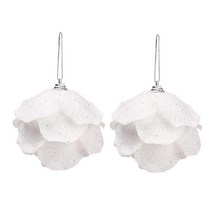 2Pcs/3Pcs 화이트 크리스마스 공 장식품 실내 야외 홈 크리스마스 트리 교수형 공, 거품, 2pcs 큰 꽃잎