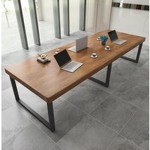 길고 단단한 원목 회의 테이블 의자 6인 8인 10인 회의실 회사 스터디 카페 대형, 길이320폭100높이75CM