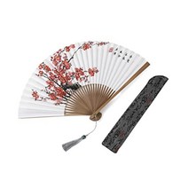 GULNAHS 부채 여성 여성 남성 남성 센스 무더위 대책 선물 선물 선물 가방 포함 상자 무늬 꽃 매화 일본화 소품 종이 유카타 용 불꽃 놀이 축제 가부키 소품