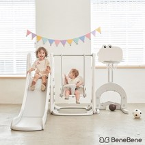 베네베네 헬로 디노 프리미엄 안전가드 유아 아기 미끄럼틀 그네, 풀세트, 그린 + 레드
