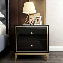 L22BOM 골드라인 사각 2단 협탁 2타입 2컬러 골드협탁 예쁜협탁 북유럽협탁 화이트협탁 침실협탁 침대협탁, 블랙A타입