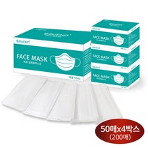 BUEHN 고급형 멜트블로운 3중필터 일회용 마스크 화이트, 50개입, 4개