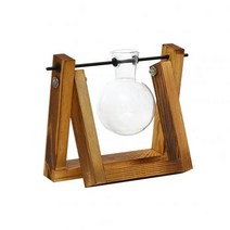 아스케이지 데스크탑 투명 유리 화분 전구 꽃병 테라리움 레트로 나무 스탠드 홈 장식 미니 모양, 02 Single Ball Vase