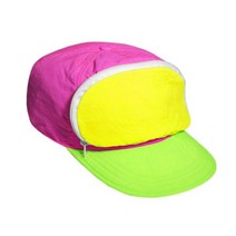 Capsac 패니 팩 모자 나일론 | 80년대 90년대 남성용 여성용 레트로 지퍼 포켓 네온 그린 화이트, Tri-color