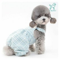 OH-M 체크 멜빵 강아지옷 평상복, 핑크M