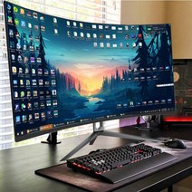 32인치 곡면 LCD 모니터 컴퓨터 27 대형 화면, 공식 규격, 그래피티 블랙 24인치 곡면