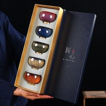 찻잔 선물 세라믹 막걸리 동동주 교수님 도자기, 가마 6컵 갈색 붉은색 컵 붉은색 선물세트