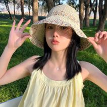 [바이윤] 얼굴 작아보이는 라탄 버킷햇 밀짚 벙거지 여성 여름 왕골 모자