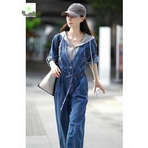 투피스 후드 데님 카고 휴가 여초가을 점프슈트 빈티지