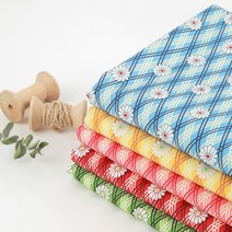 원단-DTP 면 20수 리바이벌 피드색 앤틱 데이지 5종, 그린