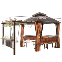 오두막 대형 펜션 옥상 가드닝 테라스 휴게시설 공원, 정자 포도꽂이에 삼면좌판 그네 랩