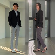 [맨잇슈트] 24SS 솔리드 블레이저 자켓 (블랙/그레이)