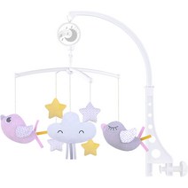 VALINK Pram Toys with Music New Born Baby Cot Mobile Musical Stroller Activity Toy for Stroller/Ca, 01 Birdie