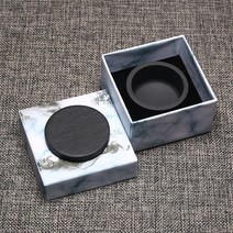 오리 디자인 뚜껑포함 묵지 문방사보 천연 물결 무늬 벼루