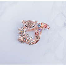 크리스탈 고급 여우 브로치 옷핀 고정 핀 배지