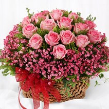 99플라워 2시간 당일 꽃배달서비스 꽃바구니 꽃다발 생화 장미 생일 꽃 선물, 29.[ST-A1599]핑크장미꽃바구니