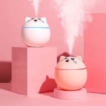 가습기 기화식 자연 가열식 화산 미니 필터기 필터형 천연 Led, 분홍색