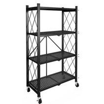 폴딩 이동식 철제 수납장 5단 선반 접이식 원터치 휠, 화이트 3단(가로81cm)