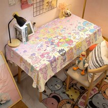 식타보 테이블보 모던 원형 린넨 체크 산리오 헬로 키티 테이블 천 쿠로미 멜로디 만화 식탁보 방진 커버, 06 150x100cm, 23 04