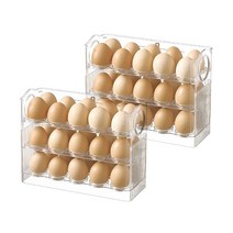 더아르엠 1+1 3단 계란 트레이 보관함 30구, 투명