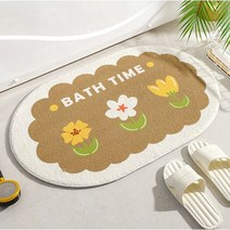 지비비 플라워 미니 러그 발매트 인테리어, 브라운 플라워