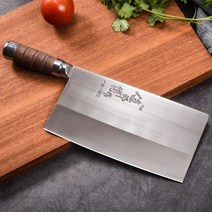 정육칼 야채 업소용 중식도 은 대형 슬라이싱 칼 요리사 범용 스테인레스 스틸 주방 호텔 가정용 고기, 밤나무색, 60°이상, 21.7cm + 115mm