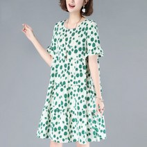 도트 쉬폰 반팔 원피스 여름 빅사이즈 박시 도트 스커트 Whr1050