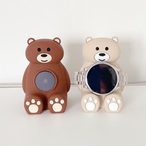 바이에스컴퍼니 갤럭시 애플 곰돌이 워치 충전독 스탠드 충전 거치대, 베이지