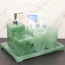 모조 옥 휴대용 비누 디스펜서 치약 홀더 욕실 액세서리 세트 입 컵 보관 트레이 수지 목욕 용품, [21] Imitation jade B