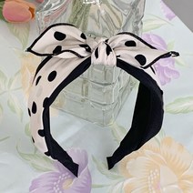 도트 땡땡이 블랙 크림 화이트 복고컨셉 터번 리본 머리띠