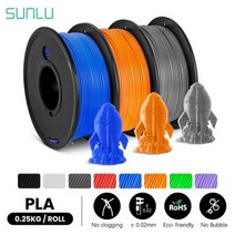 SUNLU-3 롤 PLA 3D 필라멘트 1.75MM FDM 프린터 250G 미니 스풀 더 많은 색상 무취 무독성 친환경 3D 펜 사용, Blue Orange Grey