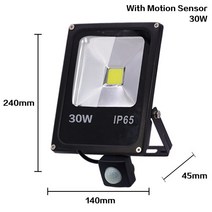 Led 투광 조명22050W30W10W모션 센서 반사판IP65 방수 조명야외 LED 스포트라이트투광 조명, Warm White, 02 motion sensor 30w