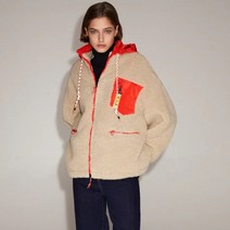 자라 zara 여성 양털 뽀글이 후리스 자켓 브라운 뽀글이후드집업