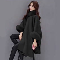 FANSYLI 여성 망토 코트 겨울 리버시블 모직 코트 미디테일 10F