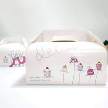 조각케익박스/케익그림/접이식/소/2장 15.6x10.7x8.5cm